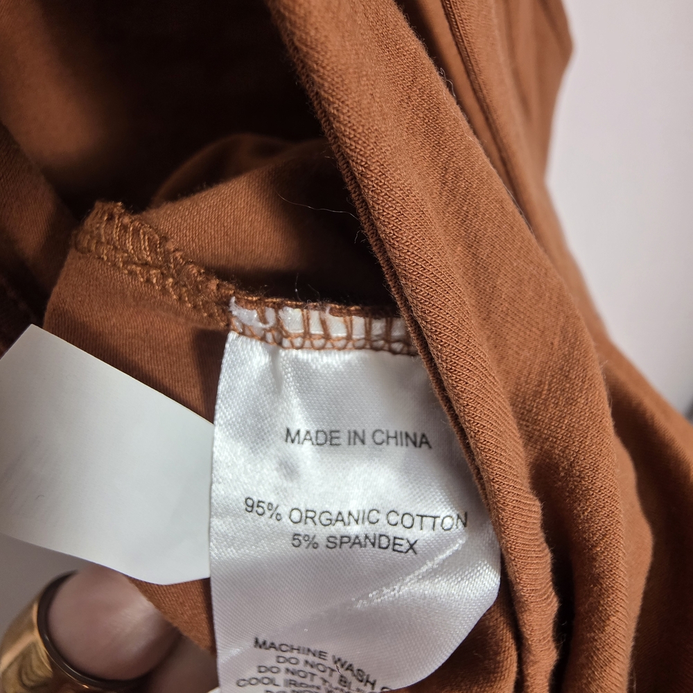 Quince Maternity Jumpsuit Medium Rust Brown Organic Cotton Stretch Overalls - Picture 6 of 6